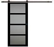 GD MENUISERIES - Porte Coulissante Telia Noir Vitrée H204 x L83 cm, Rail roulettes, Coquilles Noir - vignette
