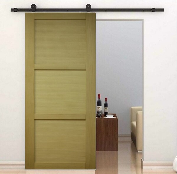 GD MENUISERIES - Porte Coulissante bois Ayous 3 Panneaux H204 x L93 cm, Rail roulettes, Coquilles - large