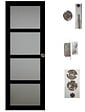 GD MENUISERIES - Porte Coulissante Telia Noir Vitrée H204 x L83 cm, serrure condamnation - vignette