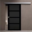 GD MENUISERIES - Porte Coulissante Telia noir 4 panneaux H204 x L83 cm, Rail Alu, Coquilles - vignette