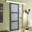GD MENUISERIES - Porte Coulissante Gris Taupe RAL 7006 Vitrée H204 x L73 cm, rail alu, coquilles - vignette