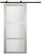 GD MENUISERIES - Porte Coulissante Greyria Gris Clair Vitrée H204 x L73 cm, Rail roulettes - vignette