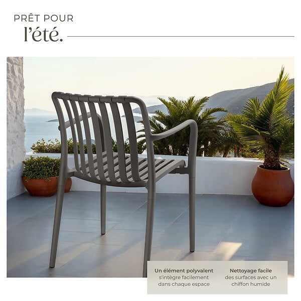 TECTAKE - Chaises de jardin ALCUDIA empilables et résistantes aux intempéries gris anthracite - large