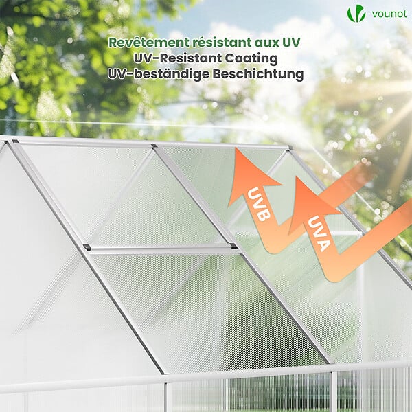 VOUNOT - 10 x Plaques de polycarbonate alveolaires transparent creux 6mm 121x60.5cm - large