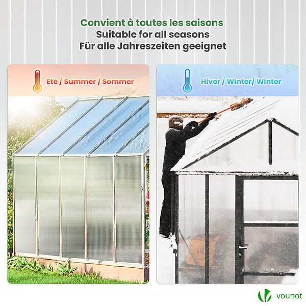 VOUNOT - 10 x Plaques de polycarbonate alveolaires transparent creux 6mm 121x60.5cm - large