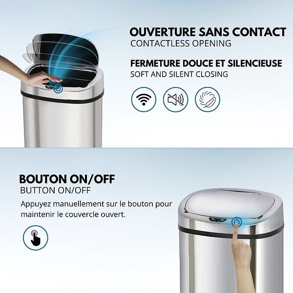 KITCHEN MOVE - Poubelle automatique inox MAJESTIC argent 58L - large