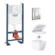 GROHE - Pack WC Euro Ceramic Cuvette Compact Triple Vortex + Rapid SL autoportant NF + plaque chrome (ProjectEuroCompact-1) - vignette