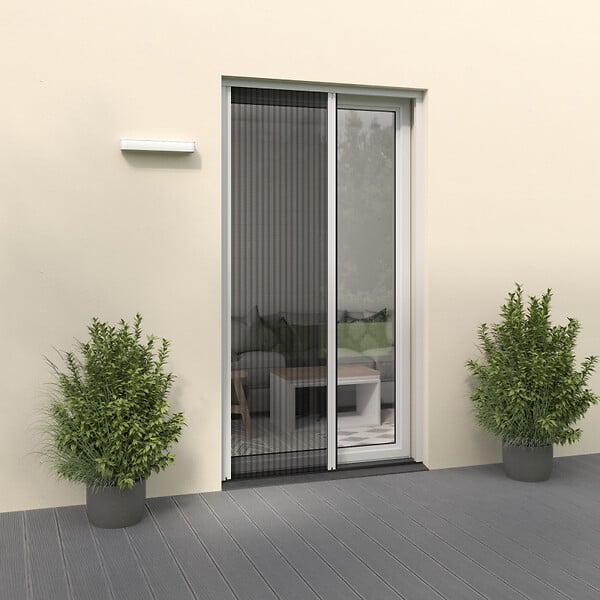 VOLET-MOUSTIQUAIRE - Moustiquaire Porte Plissée H230 cm x L140 cm Alu Blanc - large
