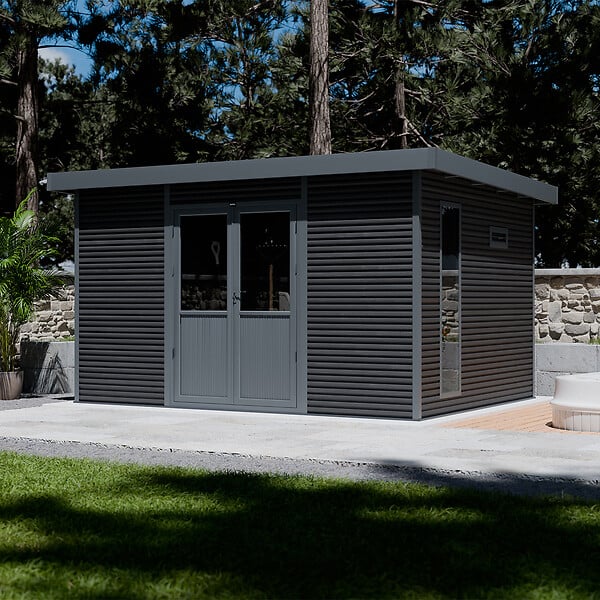 BARAC - Abri de jardin en bois composite Onyx 43 - Gris - 11,44m² - H.237xL.447xP.326cm - large