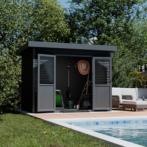 BARAC - Abri de jardin en bois composite Onyx - 5,60 m² - H.237xL.333xP.225cm - large
