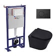 SWISS AQUA TECHNOLOGIES - Pack WC bâti-autoportant + WC Infinitio noir mat sans bride + Abattant softclose + Plaque noire mat (SMART-BlackInfinitio-2) - vignette