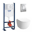 GROHE - Pack WC Cuvette Compacte Sento RIM-EX (sans bride) + Rapid SL autoportant NF + plaque chrome (ProjectSentoRimlessCOMPACT-1) - vignette