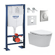 GROHE - Pack WC bâti-autoportant Rapid SL + WC SAT sans bride + Abattant softclose + Plaque chrome (Autoportant-SAT-2) - vignette