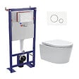 SWISS AQUA TECHNOLOGIES - Swiss Aqua Technologies Pack WC bâti-autoportant + WC SAT sans bride fixations invisibles + Abattant softclose + Plaque blanche (SMART-SATrimless-M271) - vignette