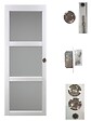 GD MENUISERIES - Porte Coulissante Kenya blanc Vitrée H204 x L83 cm, serrure condamnation - vignette