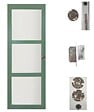 GD MENUISERIES - Porte Coulissante Vert Sauge RAL 6021 Vitrée H204 x L83 cm, serrure condamnation - vignette