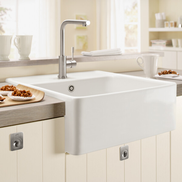 VILLEROY ET BOCH - Evier timbre office 1 bac Villeroy et Boch Tradition Pure Black avec vidage automatique - large