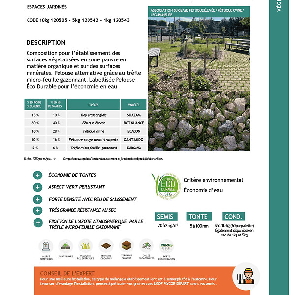 FLORIVERT - Gazon à semer Terra Terre Pierre 5 kg résistant au sec, idéal pour pelouses durables - Florivert 1206461 - large