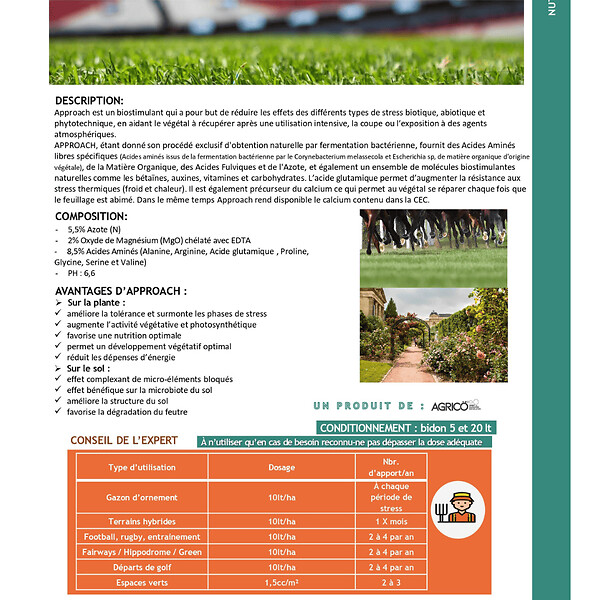 KIMITEC - Biostimulant Approach Pro 5 L pour résistance thermique et amélioration du sol - Kimitec NEG01006 - large