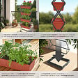 TECTAKE - Jardinière verticale avec 4 bacs à fleurs 52 x 21 x 127 cm marron - vignette
