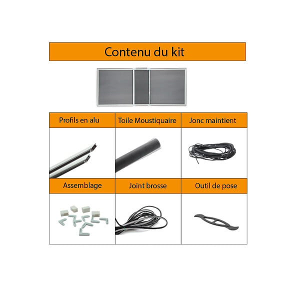 VOLET-MOUSTIQUAIRE - Kit moustiquaire extensible H 70 cm x L 100 cm alu blanc sans perçage - large
