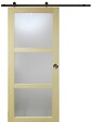GD MENUISERIES - Porte Coulissante bois Ayous Vitrée H204 x L73 cm, Rail Roulettes, Coquilles - vignette