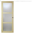 GD MENUISERIES - Porte Coulissante bois Ayous Vitrée H204 x L73 cm, Rail alu bandeau blanc, Coquilles - vignette