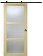 GD MENUISERIES - Porte Coulissante bois Ayous Vitrée H204 x L93 cm, Rail roulettes, Coquilles - vignette