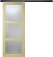 GD MENUISERIES - Porte Coulissante bois Ayous Vitrée H204 x L93 cm, Rail alu bandeau noir - vignette