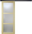 GD MENUISERIES - Porte Coulissante bois Ayous Vitrée H204 x L83 cm, Rail alu bandeau noir - vignette