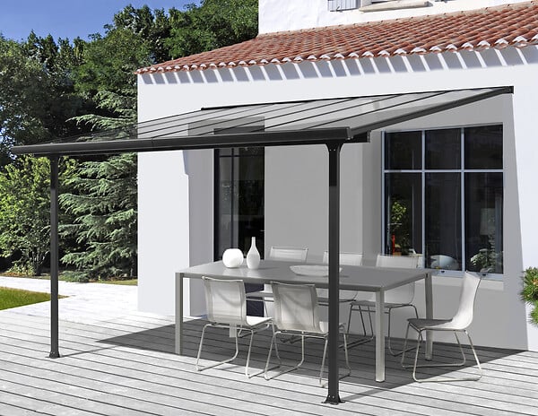HABRITA - Toit terrasse aluminium - Gris anthracite - L.300xP.307cm - large