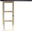 GD MENUISERIES - Porte Coulissante bois Ayous Vitrage transparent H204 x L83 cm, Rail alu bandeau noir, Coquilles - vignette