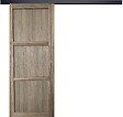 GD MENUISERIES - Porte Coulissante bois Frake 3 Panneaux H204 x L83 cm, rail alu bandeau noir - vignette