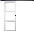 GD MENUISERIES - Porte Coulissante Kenya Blanc Vitrage transparent H204 x L83 cm, Rail Alu bandeau noir, Coquilles - vignette