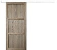 GD MENUISERIES - Porte Coulissante bois Frake 3 Panneaux H204 x L73 cm, rail bandeau blanc - vignette