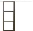 GD MENUISERIES - Porte Coulissante Gris Taupe RAL 7006 Vitrage transparent H204 x L73 cm, rail bandeau blanc - vignette
