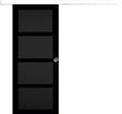 GD MENUISERIES - Porte Coulissante Telia noir 4 panneaux H204 x L73 cm, Rail Alu bandeau blanc, Coquilles - vignette