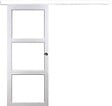 GD MENUISERIES - Porte Coulissante Kenya Blanc Vitrage transparent H204 x L83 cm, Rail Alu bandeau blanc, Coquilles - vignette