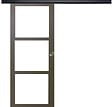 GD MENUISERIES - Porte Coulissante Gris Taupe RAL 7006 Vitrage transparent H204 x L73 cm, Rail Alu Bandeau noir, Coquilles - vignette