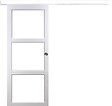 GD MENUISERIES - Porte Coulissante Kenya Blanc Vitrage transparent H204 x L73 cm, Rail Alu bandeau blanc, Coquilles - vignette