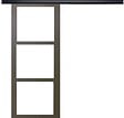 GD MENUISERIES - Porte Coulissante Gris Taupe RAL 7006 Vitrage transparent H204 x L73 cm, Rail Alu Bandeau noir - vignette