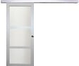 GD MENUISERIES - Porte Coulissante Greyria Gris Clair Vitrée H204 x L73 cm, Rail Alu, Coquilles - vignette