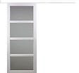 GD MENUISERIES - Porte Coulissante Tana blanc Vitrée H204 x L63 cm, Rail Alu bandeau blanc - vignette