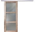 GD MENUISERIES - Porte Coulissante bois Frake Vitrée H204 x L73 cm, rail alu - vignette