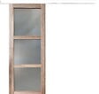 GD MENUISERIES - Porte Coulissante bois Frake Vitrée H204 x L83 cm, rail bandeau blanc - vignette