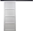 GD MENUISERIES - Porte Coulissante Tamera blanc 4 panneaux H204 x L83 cm, Rail Alu bandeau noir - vignette