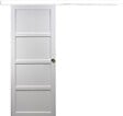 GD MENUISERIES - Porte Coulissante Tamera blanc 4 panneaux H204 x L73 cm, Rail Alu bandeau blanc, Coquilles - vignette