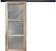 GD MENUISERIES - Porte Coulissante bois Frake Vitrée H204 x L83 cm, rail bandeau noir - vignette