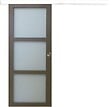 GD MENUISERIES - Porte Coulissante Gris Taupe RAL 7006 Vitrée H204 x L73 cm, Rail Alu Blanc, Coquilles - vignette