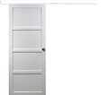 GD MENUISERIES - Porte Coulissante Tamera blanc 4 panneaux H204 x L83 cm, Rail Alu bandeau blanc, Coquilles - vignette